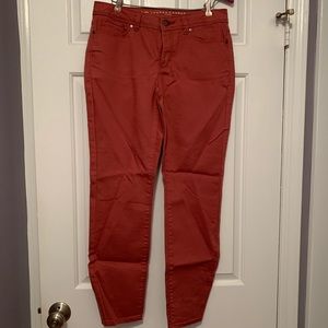 Burnt Orange Skinny Denim Crops